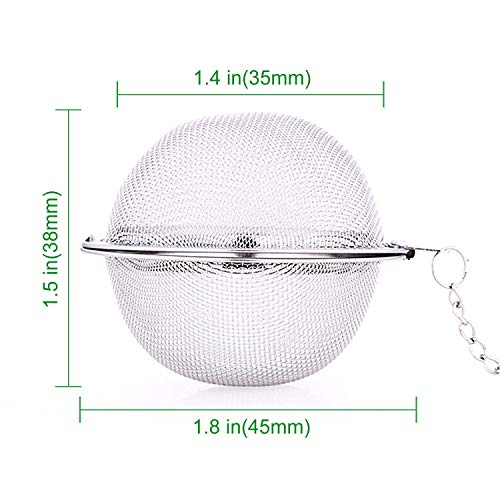 12Pcs Stainless Steel Tea Ball Mesh Tea Infuser Strainers Premium Tea Filter Tea Interval Diffuser with Extended Chain Hook for Brew Loose Leaf Tea and Spices & Seasonings - Thumbnail 3