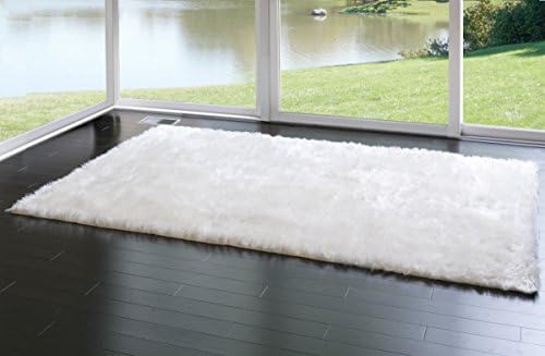 Glamour Home Faux Sheepskin Silky Flokati Fur Shaggy Area Rug (5x8, White)