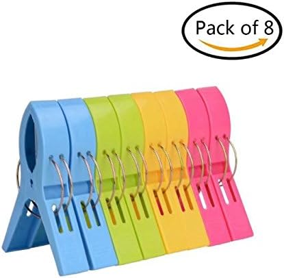 Great Deal Store Pack of 8 Plastic Beach Towel Clips Quilt Clip ClotheLines Hanger Clamps Green ,Blue ,Red ,Yellow
