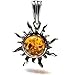 Amber Stirling Silver 925 Small Sun Pendant (No Chain)