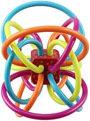 Amazemarket Baby Infant Teether Rainbow Ball Molar hand Grab Grasp Wrap Colorful Rings Loop Appease Brain Development Kids Toy Gift (rainbow ball)