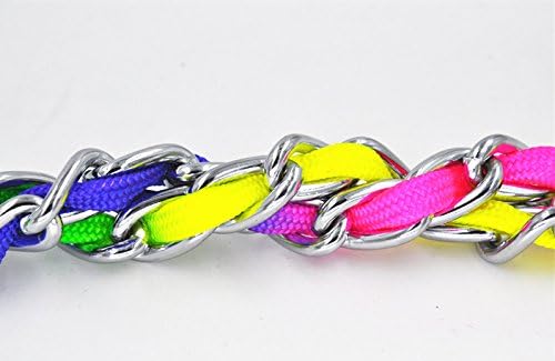JWPCEU Rainbow Color Stainless Steel P Chock Metal Chain Training Dog Pet Collars Necklace Walking Training Pet Supplies for Small Medium Dogs,L - Image 5