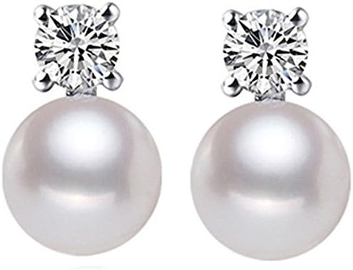 IXIQI Cubic Zircon Pearl Earrings Studs Gifts Present For Christmas Women Girls Ladies with Free Gift Box