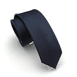 Elviros Mens Eco-friendly Fashion Solid Color Slim Tie 2.4   ( 6cm ) Dark Navy
