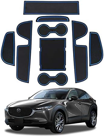 Shaohao マツダ Mazda 定価 Cx 30 19 ドアポケットマット ドリンクホルダー カップパッド ノンスリップマット 収納スペース 保護ゴムマット 車の滑り止め 青色