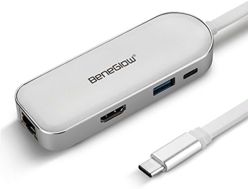 8 in 1 USB Type C Hub with Power Delivery, HDMI Output, Card Reader, USB3.0 & Gigabit Ethernet Data Transfer