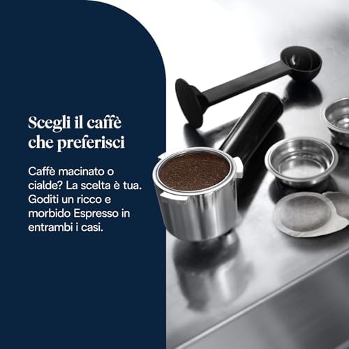 Dedica EC685.W Macchina da Caffè Espresso Manuale e Cappuccino, Caffè in Polvere o in Cialde E.S.E., 1350 W, Bianco