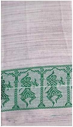 Adarsha Dress Palace Women's Palace Indian Dance Practice Saree with White colour with Green border