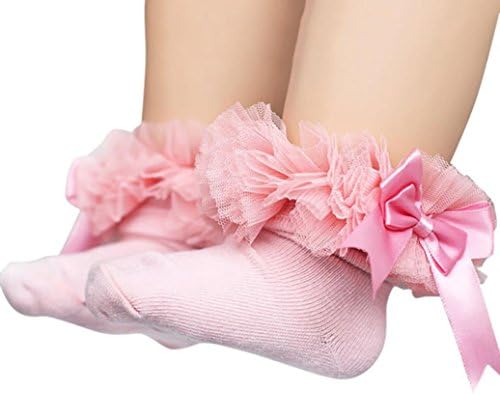 XUANOU Baby Kids Girls Cute Princess Bowknot Sock Lace Ruffle Frilly Trim Ankle Socks