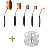 DSCbeauty Professional 5 Pcs Oval Makeup Brush Set Foundation Contour Blush Blending Lip Eyebrow Eyeliner Eyeshadow Concealer Toothbrush Makeup Brushes Kit Cosmetic Brush Set with Round Clear Stand