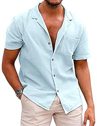 COOFANDY Men's Hawaiian Floral Shirts Cotton Linen