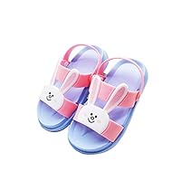 IUU Cute Little Kids Sandals Bath Slippers Non-Slip Sandals EVA House Slippers Beach Flip-Flops Sandals(Blue,Pink) (12M/20.5cm US Little Kid, Pink)