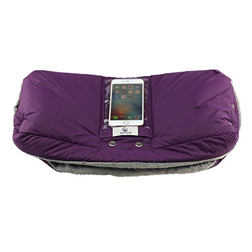 Fleece Stroller Hand Muff, BETITETO Winter Anti-Freeze Gloves for Baby Stroller Jogger Pram Water Resistant Warmer Gift for Parents and Caregivers (Purple - Upgrade Version)