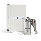 Cielo Pill Holders - Stainless Steel Dual Chamber Keychain Pill Fob - Made in USA - Lifetime Guarantee - Wide Pill Case (0.75" id; 2.3" h) - Everyday Carry Pill Box - Waterproof EDC Container