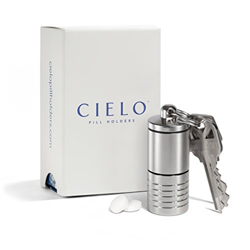 CIELO - WIDE DUAL Chamber STAINLESS STEEL Pill Case Keychain Pill Holder for medicine, allergy pills, ibuprofen, aspirin - MADE IN THE USA, Cielo's Pill Container Keychain Pill Fob is the best!