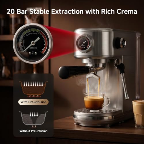 HIBREW H10B - Máquina de Espresso Profesional Actualizada 2026, Cafetera Programable 20 Bares con Vaporizador de Leche, Cuerpo de Acero Inoxidable con Pantalla LED, para Hogar y Oficina