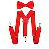 Child Kids Suspenders Bowtie Set - Adjustable Length 1 Inches Suspender with Bow Tie Set for Boys and Girls by AWAYTR