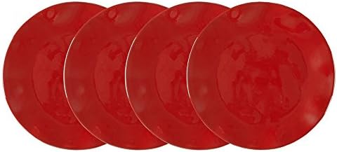 Q Squared Ruffle Melamine Salad Plate, 8-Inches, Set of 4, Paprika