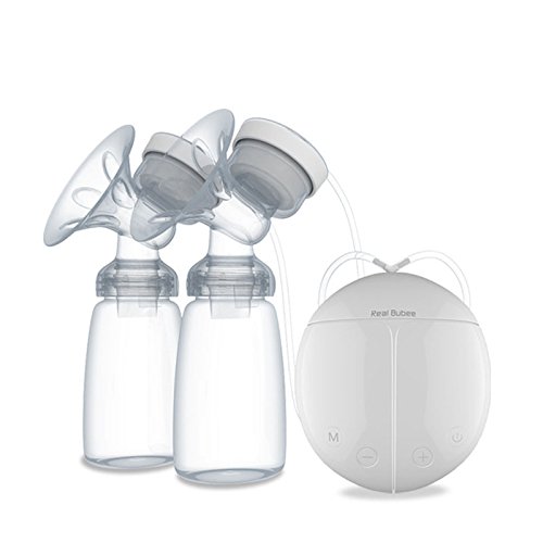 Electric Breast Pump, USB Rechargeable Natural Breastfeeding Massage Tool with Bottle and Cold Heat Pad, Less Pain Milkpump, Breast Suction BPA-Free Comfort Hands Free Double Breastpump