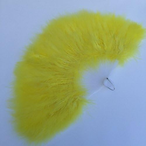 Shekyeon Yellow Marabou Feather Fan for Home Centerpiece