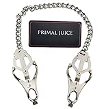 Nipple Chain Breast and Vaginal Clip for Sex by Primal Juice, Enjoy Sensual Pleasure with The Deluxe Silver Metal Toy Clamp in Adjustable Butterfly Design, Good for Bondage, SM BDSM. Get Kinky Now!