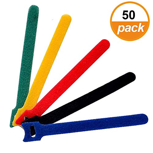 50 PCS Reusable Cable Ties,Multi-Purpose Cord Management,Fastening Hook Loop Cord Ties,Wire Organizer Cord Rope Holder 6 Inch Multicolor - Thumbnail 5