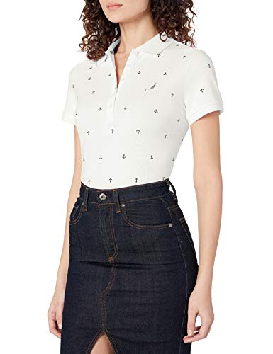Nautica Women's Anchor Short Sleeve Breathable Stretch Cotton Polo Shirt