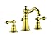 Derengge Gold Finish Bathroom Faucet 8 Inch Widespread Faucet Polished BrassTwo-Handle Sink Faucet 3 Hole with Brass Pop up Drain Assembly,Polished Brass F-8303-PB