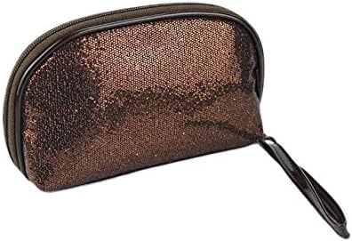 Garrelett Shimmery Sequined Top Zipper Evening Handbag Wallet Cosmetic Case Clutch Coins Purse Card Holder Cellphone Bag Organizer for Women Girls Ladies (Brown)