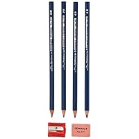 General Pencil 497BP Semi-Hex Graphite Drawing Pencils 4/Pkg-HB, 2B, 4B, 6B