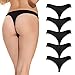 Seekay Women Underwear, 5 Pack Women's Thongs Breathable Cotton Panties(Black,XL)