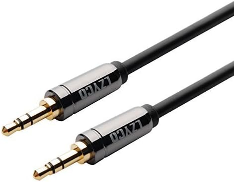LZYCO 10FT-3.5mm Male To Male Stereo Audio Cable black color- Step Down Design +Velcro Cable Ties