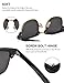 LUENX Men Semi Rimless Polarized Sunglasses Women UV 400 Protection Black Lens Black Glossy Retro Classic Frame 51MM,with Case