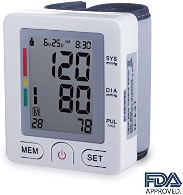 Wrist Blood Pressure Monitor Accurately Detects Blood Pressure Heart Rate &amp; Irregular Heartbeat, Large LCD Display, 180 Memory Capacity Easy to Operate &amp; Store FDA Certified(2018 NEW VERSION)