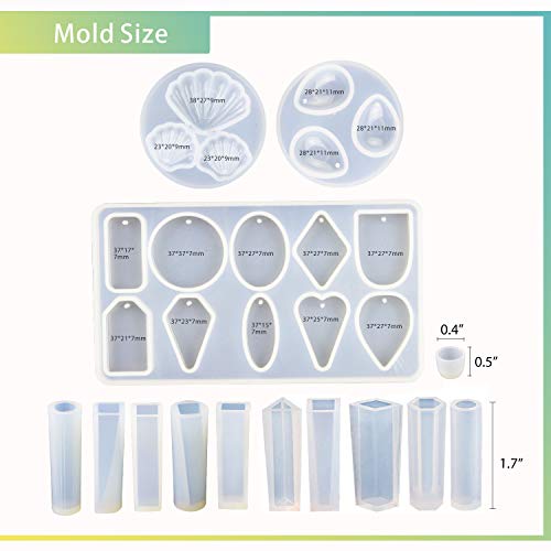 LET'S RESIN Pendant Molds 14 Pcs Resin Jewelry Molds, Silicone Molds for Epoxy Resin, UV Resin, Resin Casting Molds for Jewelry Making DIY Craft