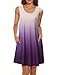 Vivilli Women's Ombre Loose Tunic Dresses Pockets Casual Swing Tank Dress