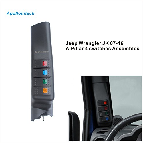 Apollointech-Left-Side-APillar-4Switch-Pod-fit-Jeep-Wrangler-JK--JKU-07--16