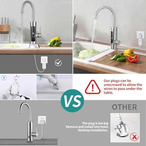 HOMELODY Electric Tap with Instantaneous Water Heater 230 V Kitchen LED Electric Kitchen Tap Stainless Steel 360° Swivel Hot Water Boiler Kitchen Tap Camping Tap