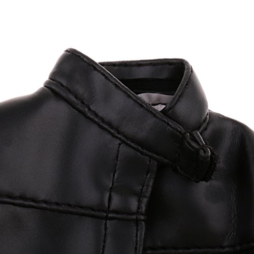 SunniMix 1/6 Scale Black PU Leather Male Jacket Coat Clothes Clothing for 12 inch Action Figures Doll Toys Accessories