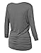 Made By Johnny MBJ WT1036 Womens V Neck 3/4 Sleeve Dolman Top with Side Shirring L Heather_Charcoal