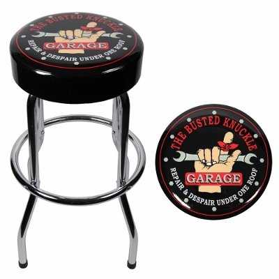 Diesel Power PlusBusted Knuckle Garage Stool Busted Knuckle Garage Repair & Despair Under roof Bar Stool Chair Shop Bench car