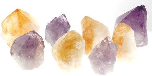Set of 4 Citrine and 4 Amethyst Points - Sz Approx. 1x1x2 IN