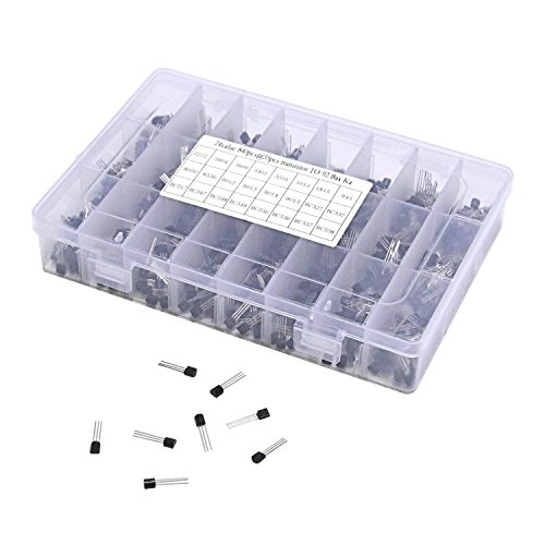 840PCS 24 Values 2N2222-S9018/BC327-BC558 NPN PNP Power General Purpose Transistors Assortment Kit with Storage Case
