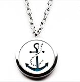 'Anchor' Essential Oil Diffuser Necklace Aromatherapy Pendant, Jewelry Bag, and Extra Pads