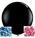 2PCS Giant 36'' Black Round Gender Reveal Balloon Pop with Pink and Blue Confetti for a Baby Shower