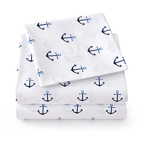 1500 Supreme Kids Bed Sheet Collection - Fun Colorful and Comfortable Boys and Girls Toddler Sheet Sets - Deep Pocket Wrinkle Free Soft and Cozy Bedding - Twin XL, Anchor
