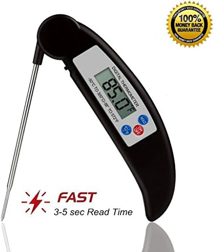 Digital Meat BBQ Thermometer UPGRADE Magnetic Instant Read Thermometer Cooking Thermometer for Kitchen Grilling Food Milk Candy and Bath Water, Food Grade Stainless Steel Probe Red Black (1 Black)