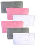 Sweet & Sassy Girl\'s 6 Pack Seamless Bandeau Bra, White/Grey/Pink, Medium/32A'