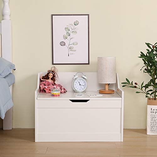 Wooden Toy Chest, Sturdy Wooden Chest - Board Outdoor Storage Box for Patio Furniture Cushions, Deluxe Toy Box, 24.4 x 15.7 x 18.1 inches (62x40x46cm)