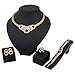 Myhouse Gold Color Bride Charm Bracelet Ring Earrings Necklace Set Decoration 4Pcs Set Wedding Party